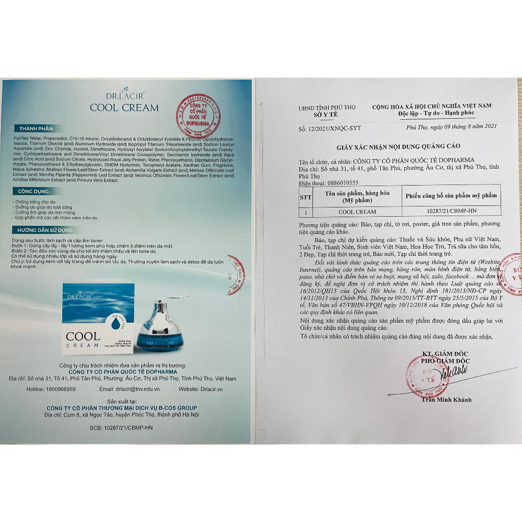 Kem dưỡng da ban đêm Lacir Whitening Smoothing Cream Kem dưỡng ẩm trắng da Cool Cream Dr Lacir - Hàng chính hãng