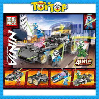 [Set 4 in 1] Đồ chơi lắp ráp ninja xếp hình 4 trong 1 ra dạng xe tuner car phi thuyền cánh kiếm season 12 PRCK 61048