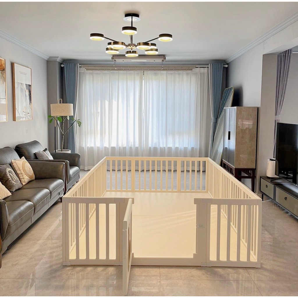 Quây cũi Chồn nâu cho bé kích thước 1m8x2m - kèm thảm và bóng