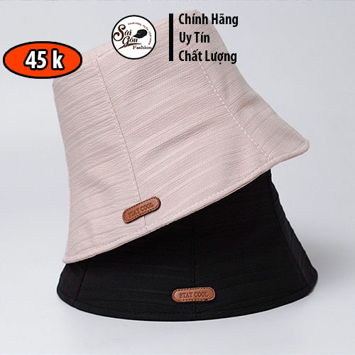 Nón Bucket Tai bèo vân ngang thêu tem Stay Cool | Mũ Bucket Vành cụp chất vải nhún Form Unisex Nam Nữ