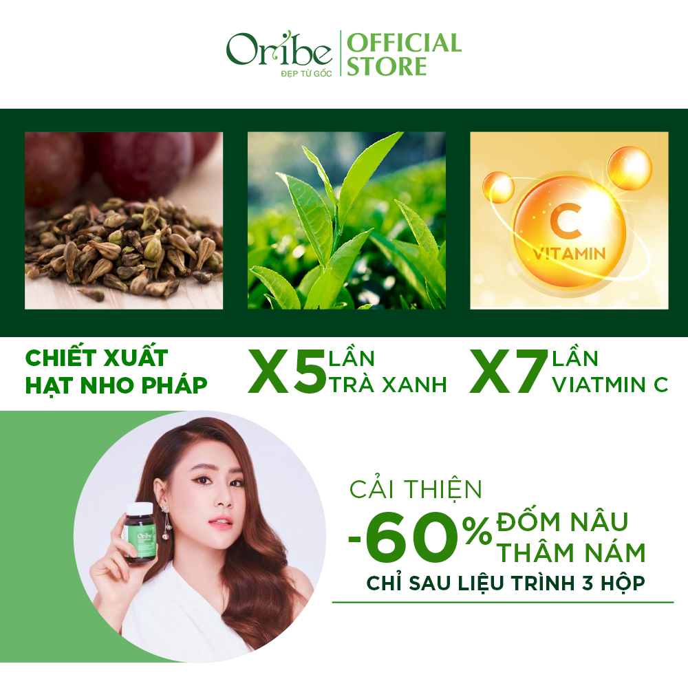 Viên Uống Trắng Da Nhau Thai Cừu Oribe Làm Mờ Thâm Nám Chống Lão Hóa Và Làm Đẹp Da Hộp 30 Viên