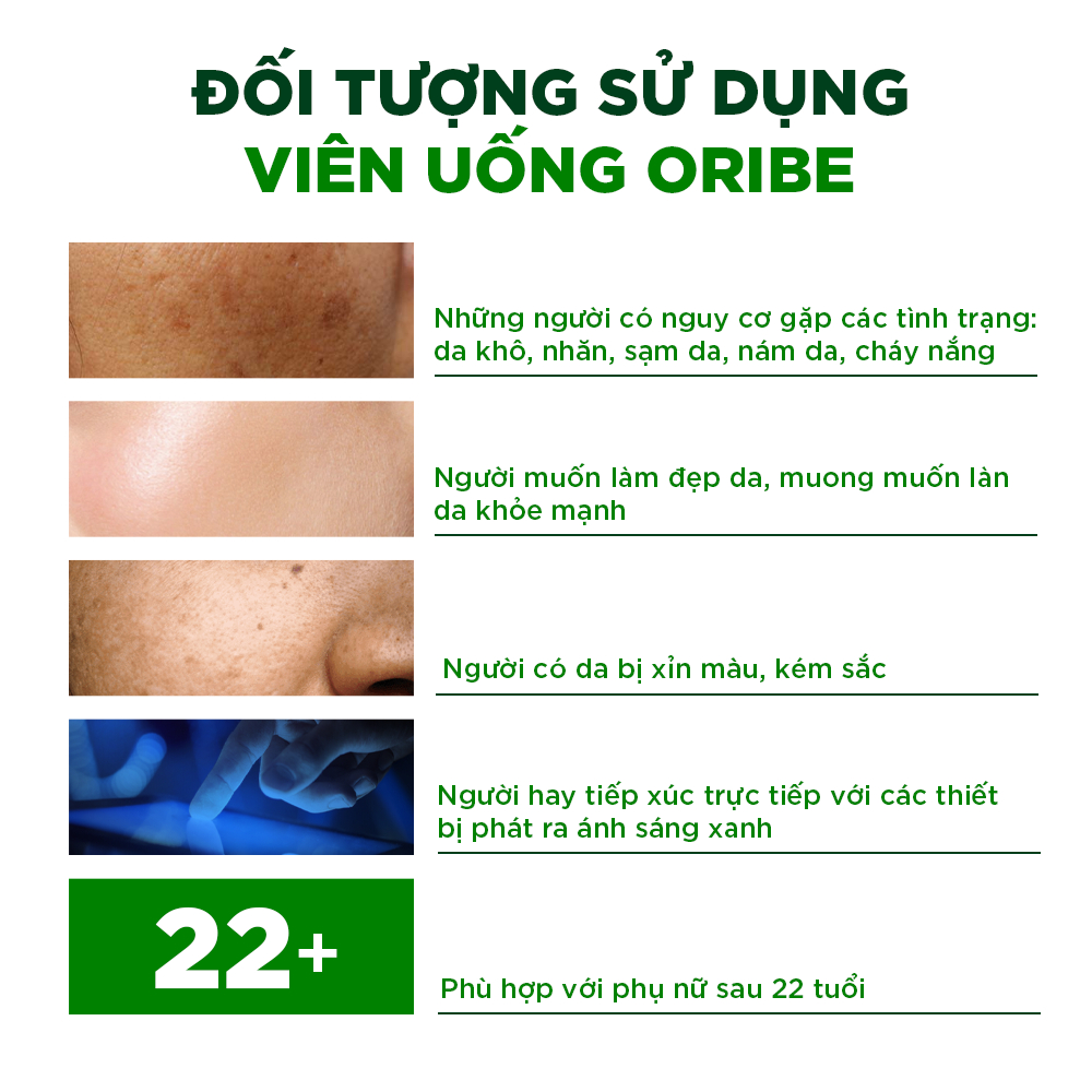 Viên Uống Trắng Da Nhau Thai Cừu Oribe Làm Mờ Thâm Nám Chống Lão Hóa Và Làm Đẹp Da Hộp 30 Viên