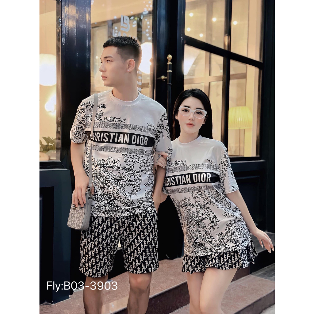 Bộ Nam Nữ Ngắn Tay Chất Cotton Bản Siêu Cấp Hot Trend