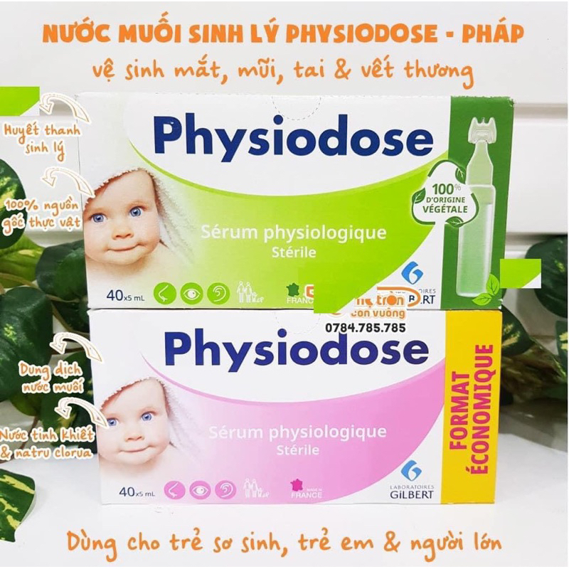 Muối hồng physiodose hộp 40 ống hàng pháp