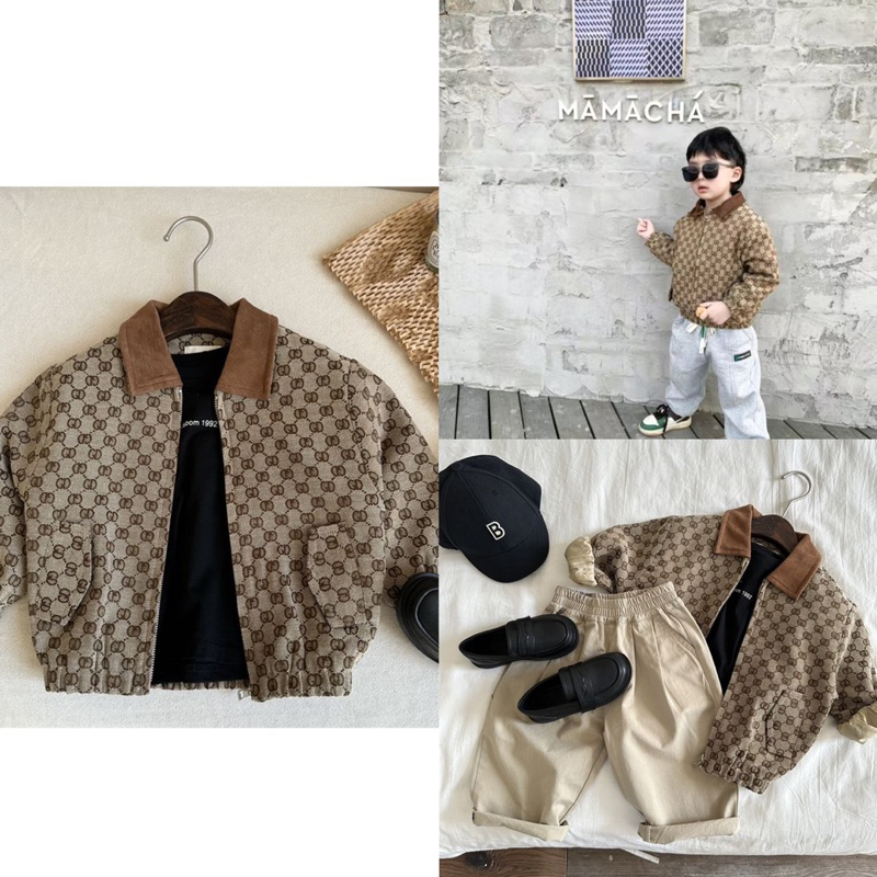 Áo Khoác dáng bomber cổ pha da lộn cho bé hàng quảng châu