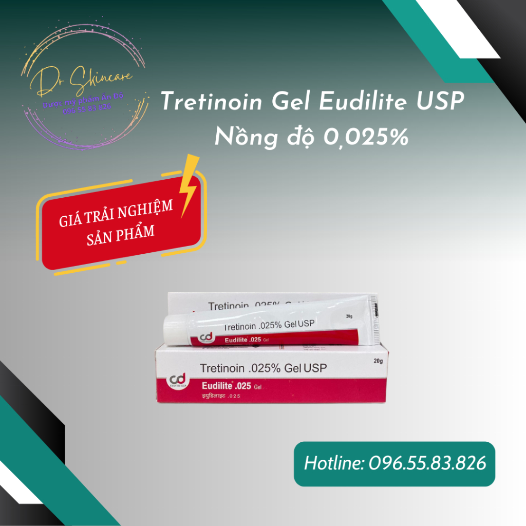Gel giảm mụn, chống lão hóa - Tretinoin Eudilite gel 20g