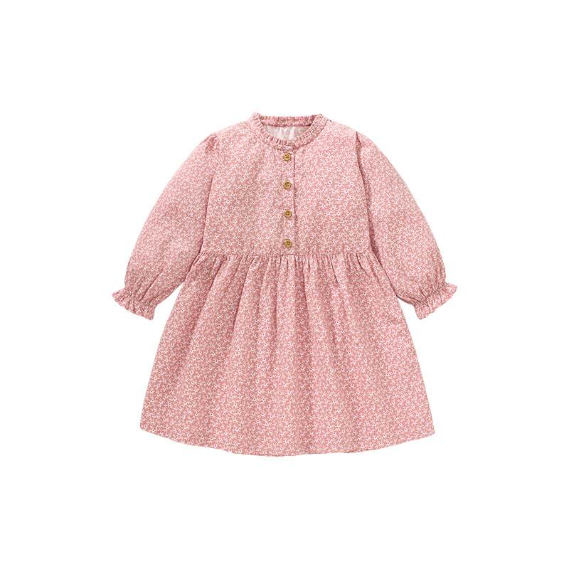 Váy đầm bé gái dáng babydoll dài tay cho bé đi học, đi chơi