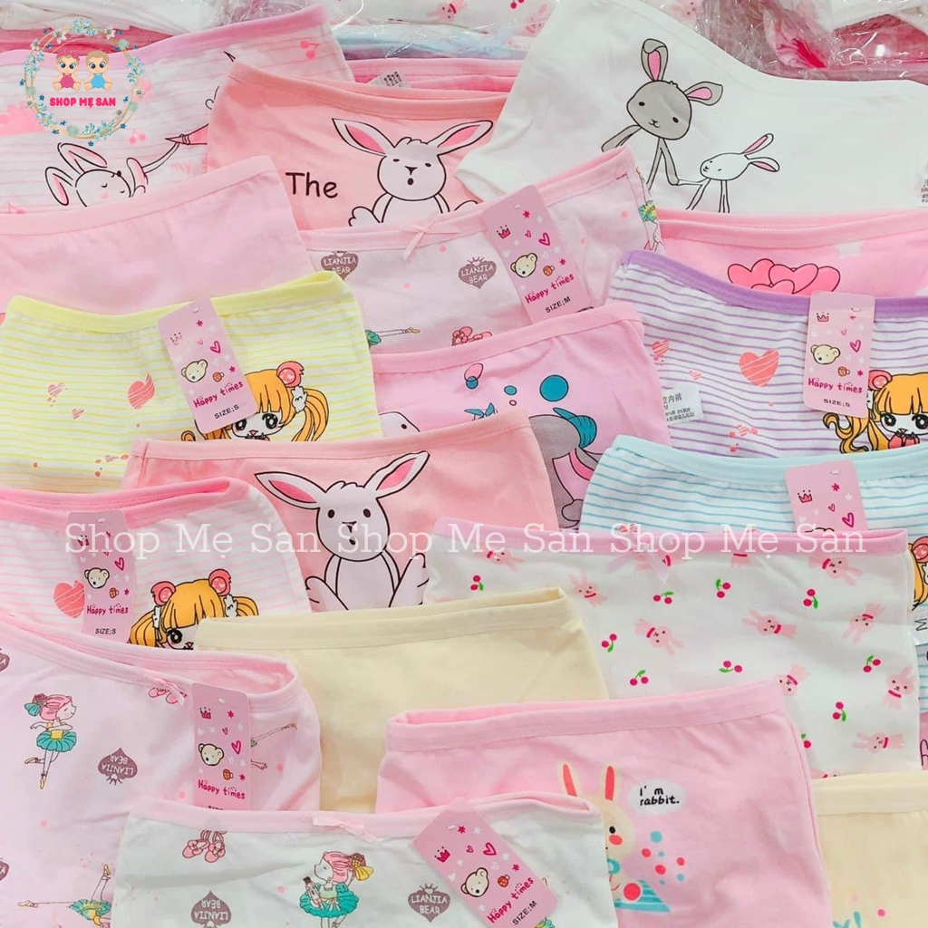 Quần Chip Bé Gái, SET 4 QUẦN Chip Đùi Bé Gái Chất Cotton Cao Cấp, Co Giãn Tốt, Nhiều Hoạ Tiết Dễ Thương