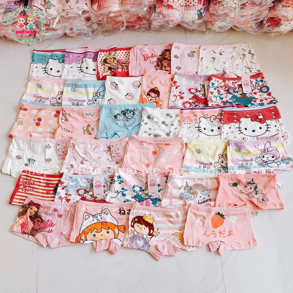 Quần Chip Bé Gái, SET 4 QUẦN Chip Đùi Bé Gái Chất Cotton Cao Cấp, Co Giãn Tốt, Nhiều Hoạ Tiết Dễ Thương