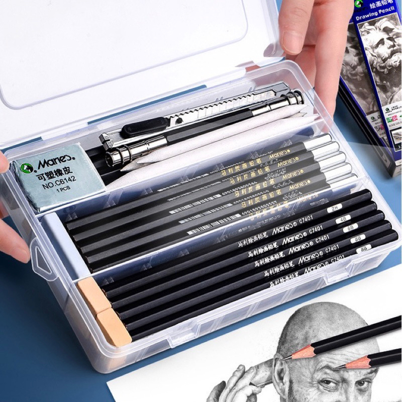 Bộ hộp dụng cụ vẽ truyền thần bút chì maries