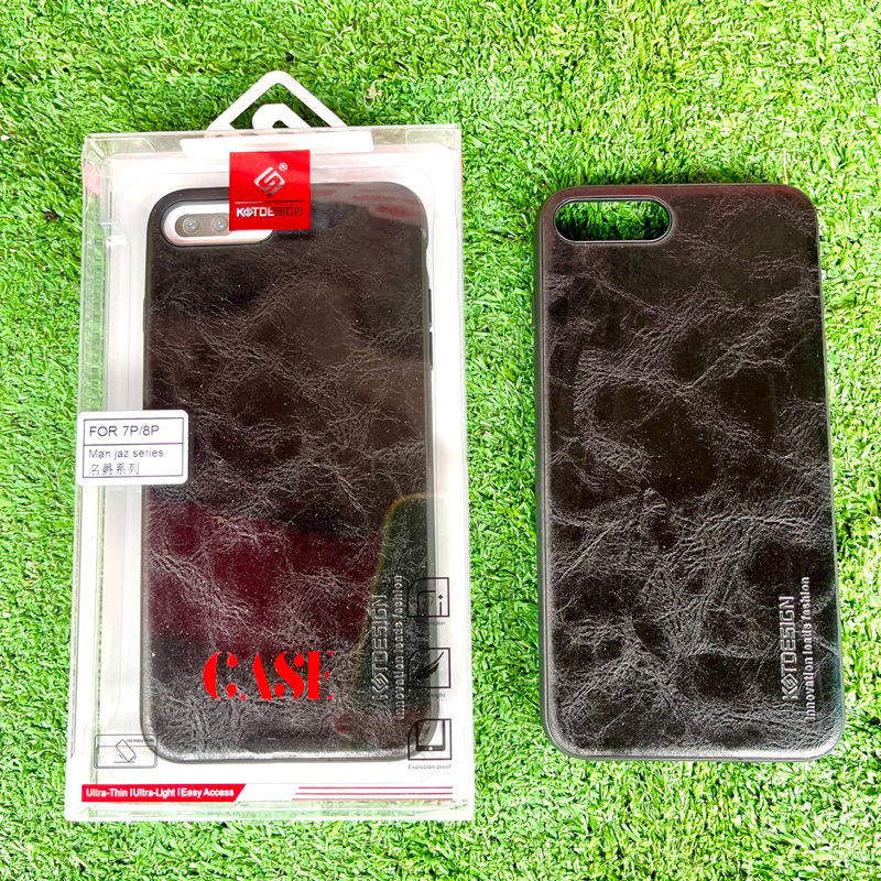 Ốp Lưng iPhone 7 Plus / 8 Plus Da Đen Trơn Đơn Giản Cao Cấp KST Design