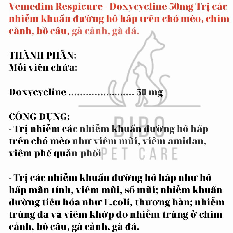 VEMEDIM Respicure  giải quyết hết hô hấp, ký sin.h trùng máu ở chó mèo - Bibopetcare