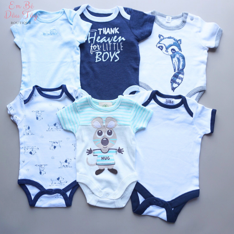 Bodysuit bé trai các hãng xuất dư xịn 3M-24M , Bodychip / Body tam giác / Áo liền quần sơ sinh
