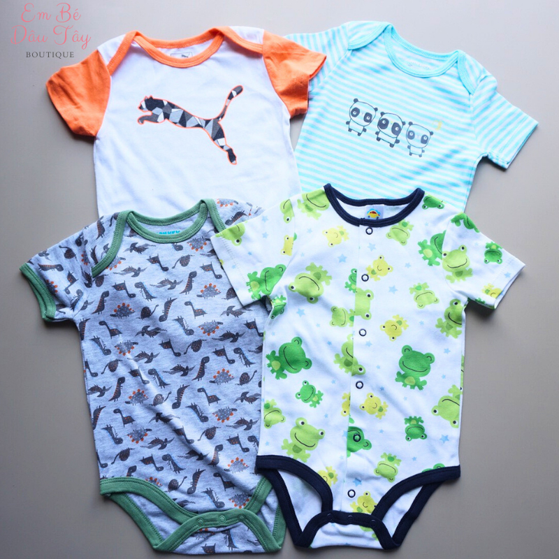 Bodysuit bé trai các hãng xuất dư xịn 3M-24M , Bodychip / Body tam giác / Áo liền quần sơ sinh