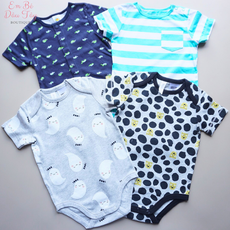 Bodysuit bé trai các hãng xuất dư xịn 3M-24M , Bodychip / Body tam giác / Áo liền quần sơ sinh