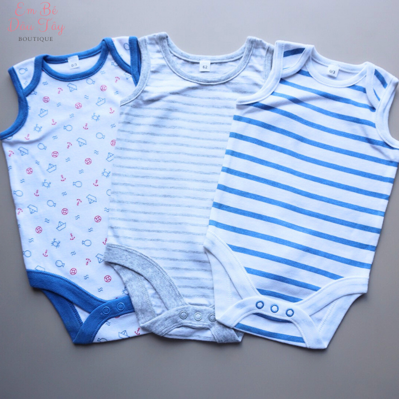 Bodysuit bé trai các hãng xuất dư xịn 3M-24M , Bodychip / Body tam giác / Áo liền quần sơ sinh