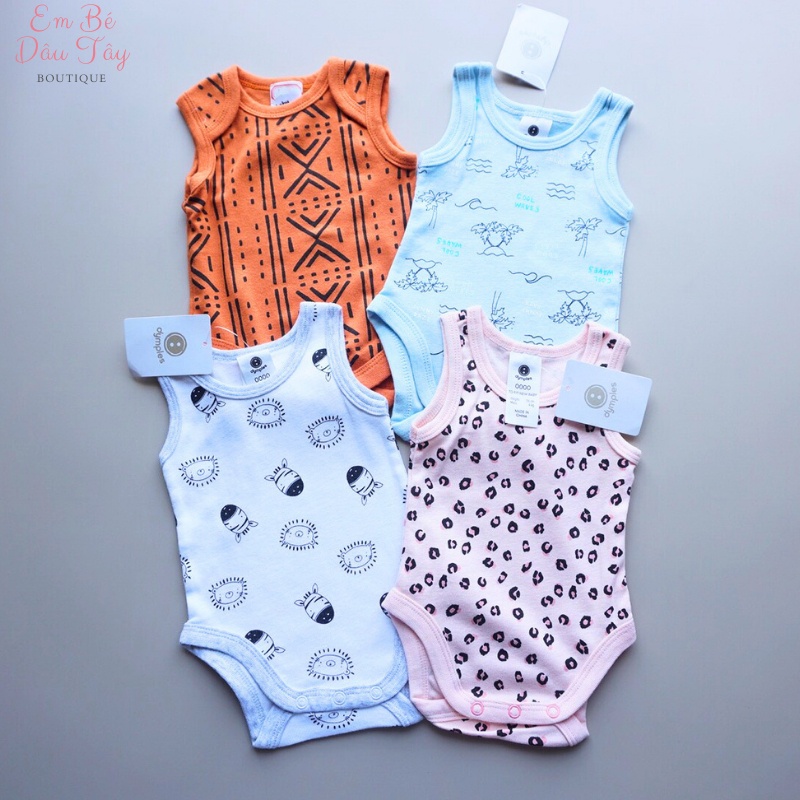 Bodysuit bé trai các hãng xuất dư xịn 3M-24M , Bodychip / Body tam giác / Áo liền quần sơ sinh