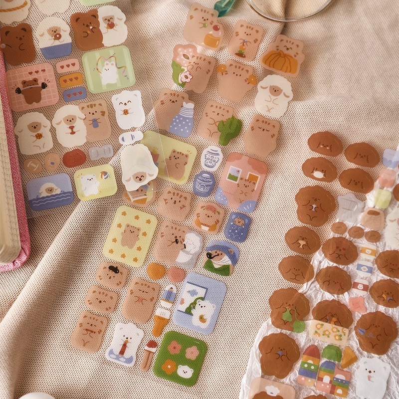 Zanmo set 2 tấm hình dán sticker hoạt hình gấu thỏ dễ thương