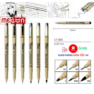 Bút kẻ lằn chìm tô màu mô hình, dụng cụ kẻ lằn MEGUN Nét 0.2mm bút vẽ tô màu phác thảo đồ họa