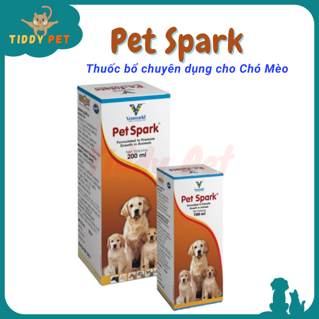 PET SPARK dạng Siro bổ sung dinh dưỡng cung cấp vitamin acid amin cho Chó Mèo 100ml, 200ml - Tiddy Pet Shop