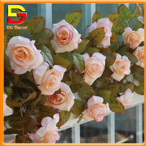 Dây hoa hồng leo cao cấp 17 bông dài 2m3 Hoa giả trang trí ban công sân vườn DC-178
