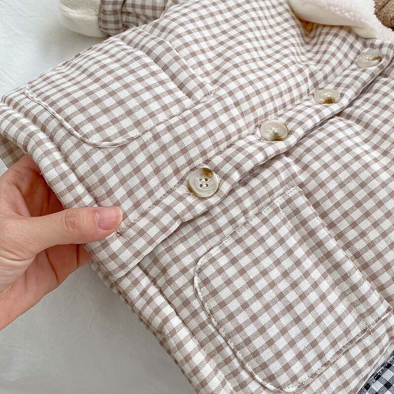 Khoác Kẻ Caro Lót Lông Ấm Cho Bé Trai Bé Gái Hàng QCCC