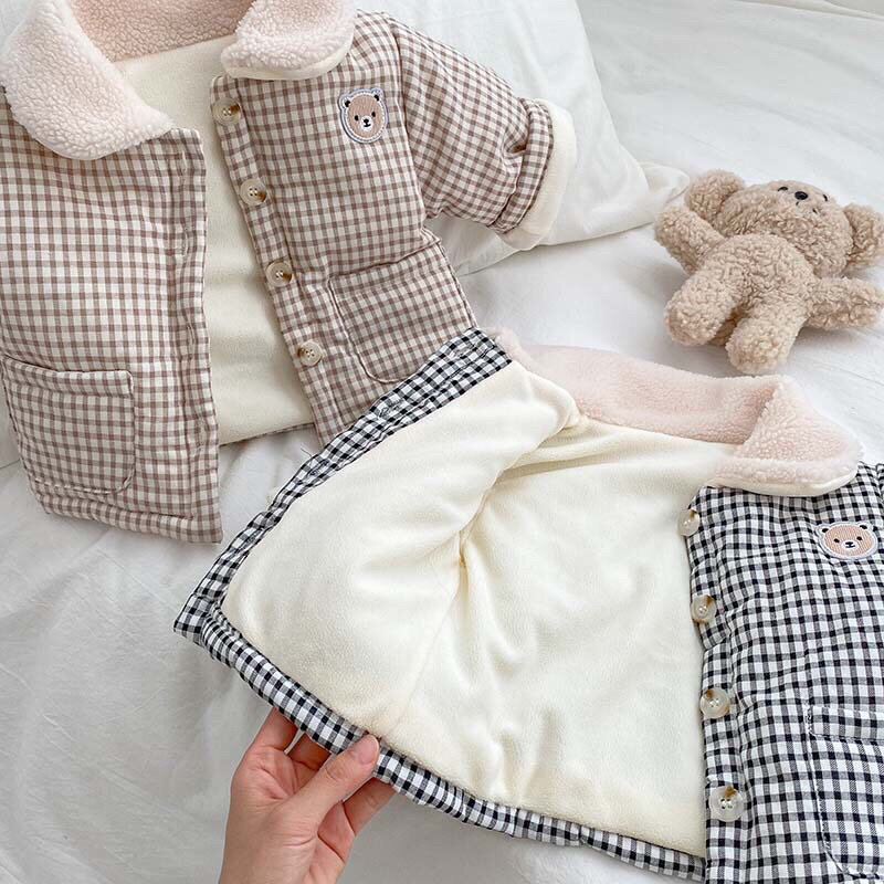 Khoác Kẻ Caro Lót Lông Ấm Cho Bé Trai Bé Gái Hàng QCCC