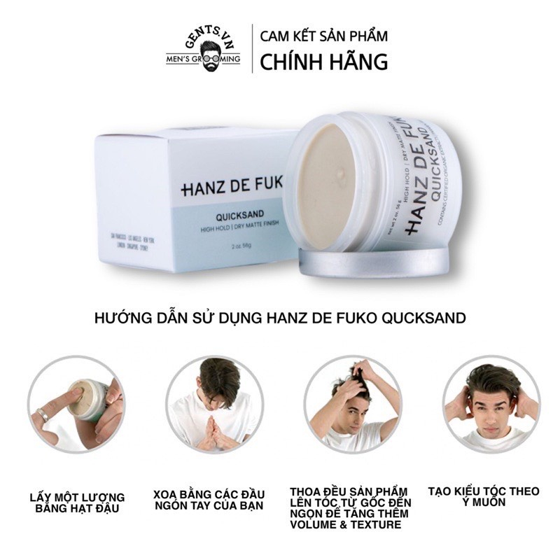 Sáp vuốt tóc Hanz De Fuko Quicksand - Claymation 56g - Chính Hãng