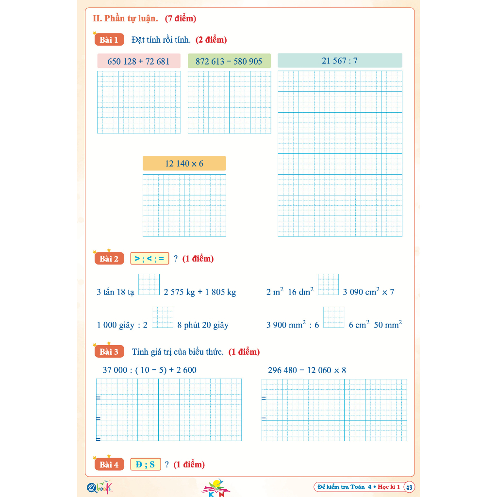 Sách - Đề Kiểm Tra Toán Lớp 4 Học Kì 1 - Kết Nối Tri Thức