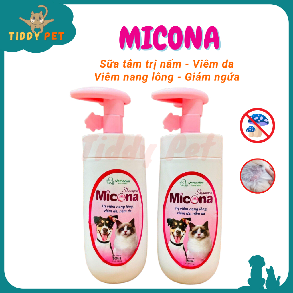 MICONA Vemedim Sữa Tắm Ngừa Viêm Da, Nấm Da, Viêm Nang Lông Cho Chó Mèo Với An Toàn Và Hiệu Quả