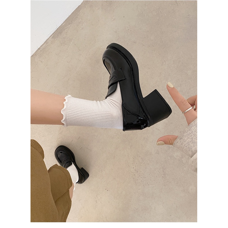 GIÀY LOAFER CAO GÓT DA TRƠN BASIC - JENKA LOAFER
