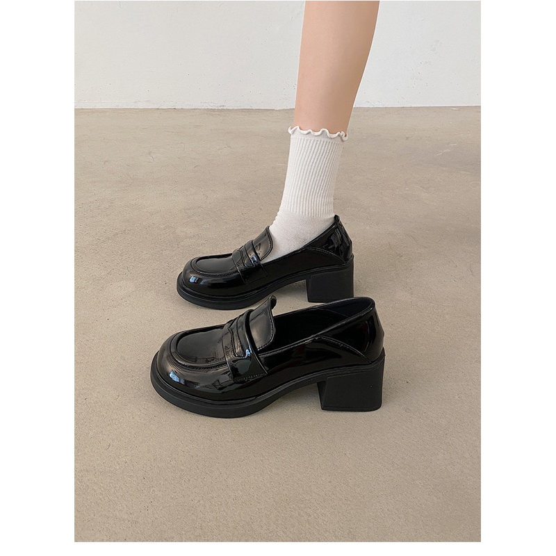 GIÀY LOAFER CAO GÓT DA TRƠN BASIC - JENKA LOAFER