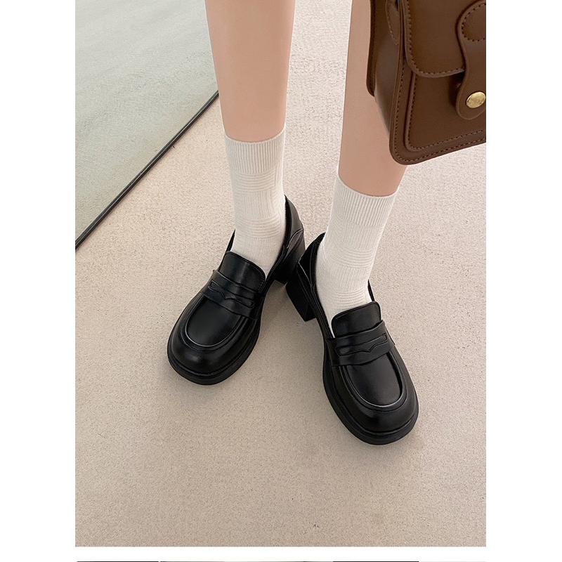 GIÀY LOAFER CAO GÓT DA TRƠN BASIC - JENKA LOAFER
