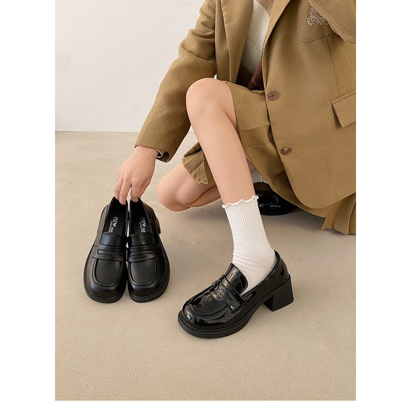 GIÀY LOAFER CAO GÓT DA TRƠN BASIC - JENKA LOAFER