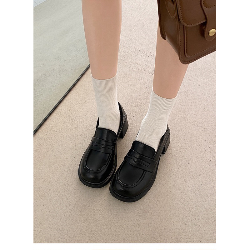 GIÀY LOAFER CAO GÓT DA TRƠN BASIC - JENKA LOAFER
