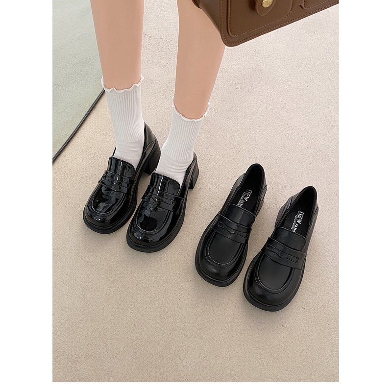 GIÀY LOAFER CAO GÓT DA TRƠN BASIC - JENKA LOAFER