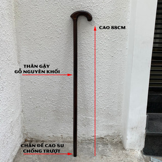 Gậy Gỗ Batoong Chống Cho Người Già - Gậy hỗ trợ đi lại cho người cao tuổi - Tay Cầm Uốn Cong - gỗ tự nhiên