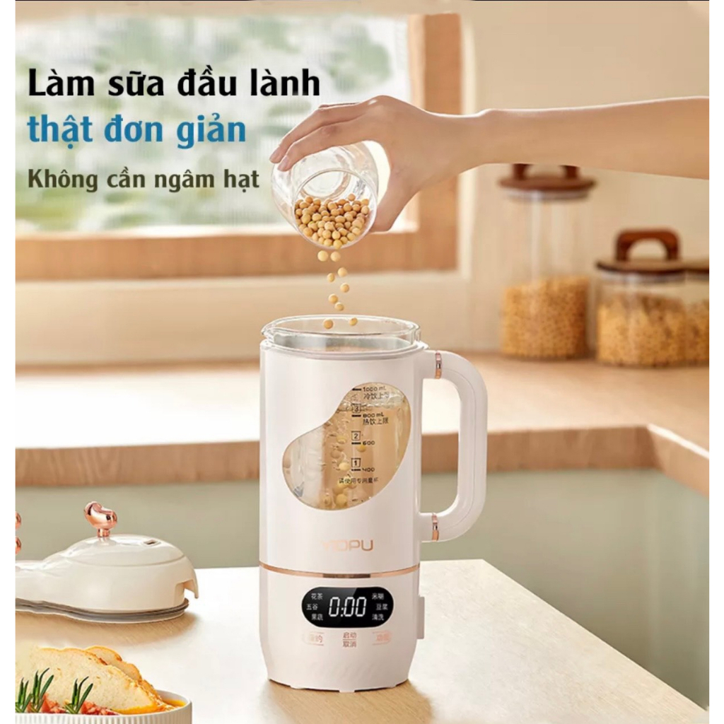 Máy Xay Nấu Làm Sữa Hạt Sinh Tố MiNi Cầm Tay YIDPU Màu Trắng Dung Tích 1L Bảo Hành 12 Tháng