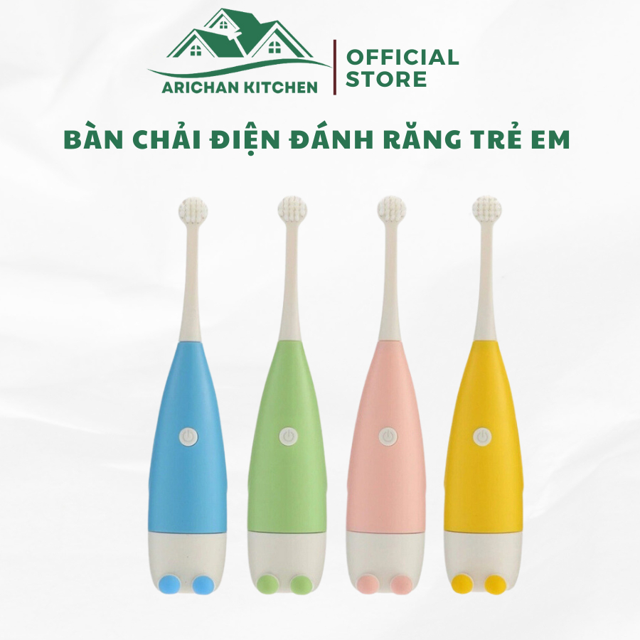 Bàn chải đánh răng điện trẻ em làm trắng răng, kèm 2 đầu chải, chăm sóc răng an toàn cho bé