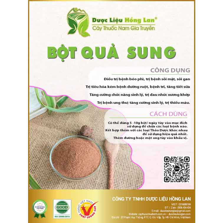 Bột Quả Sung nguyên chất loại 1 (không pha chộn tạp chất, đã sao thơm, không chất bảo quản)