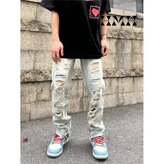 Quần Skinny Jean Zipper Nam Rách Gối Ống Quần Khoá Ké Phong Cách Streetwear, Vải Co Giãn Local Brand HMH Chính Hãng