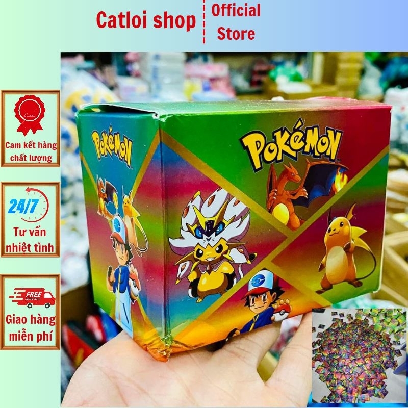 Thẻ Bài Pokemon 7 màu  bộ 50 lá thẻ - Thẻ Bài cầu vồng lấp lánh Loại Đẹp