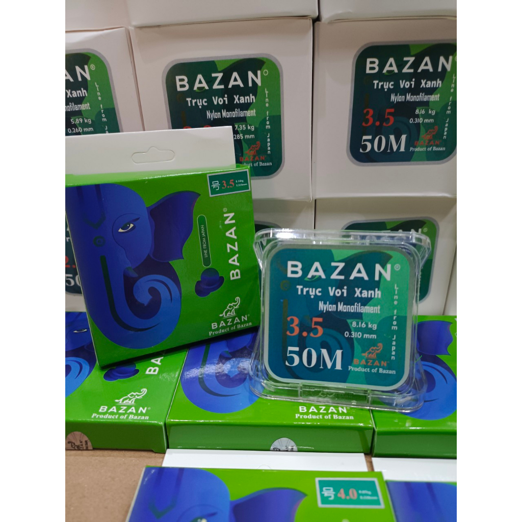Cước trục BaZan voi xanh (50m) hàng chính hãng tem mác đầy đủ