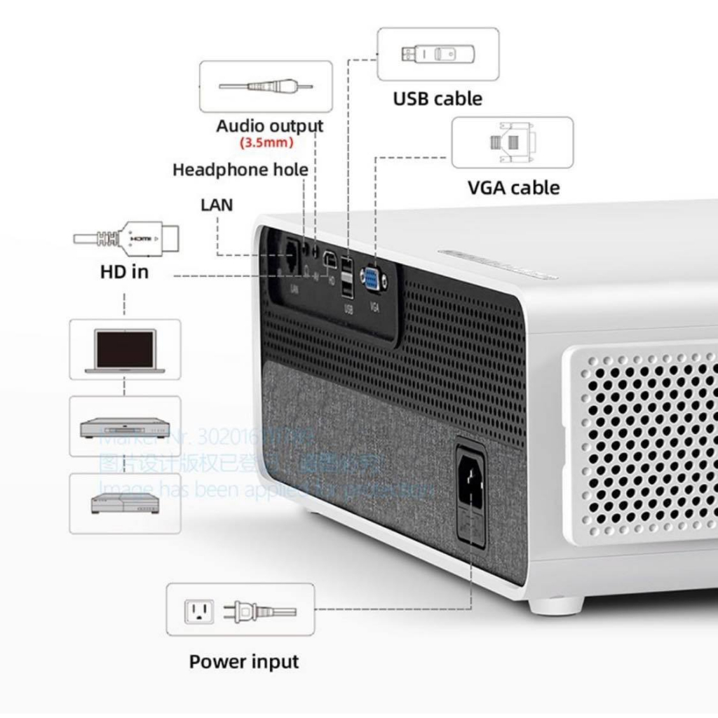 Máy chiếu Aun Akey7 max  , 8000lumens Basic, Full HD, kết nối điện thoại, laptop... Bảo Hành 12 Tháng