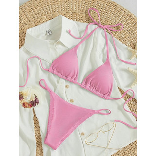 𝐁𝐥𝐨𝐨𝐦𝐢𝐧𝐠𝐨𝐫𝐝𝐞𝐫 - Bikini thong hồng + bodysuit lưới (sẵn bikini XS,S)(sẵn bodysuit)