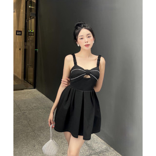 Đầm bigsize hai dây dáng ngắn xòe tiểu thư ( Thời trang Vicky G - Anitagreen ) HN0823