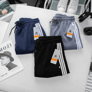 Quần 3 sọc unisex có 3 túi kéo khóa-vải thun poly mềm mại co giãn