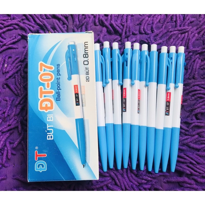 🎁 Hộp 20 Cây Bút Bi Xanh DT 07 (nét: 0.8mm)