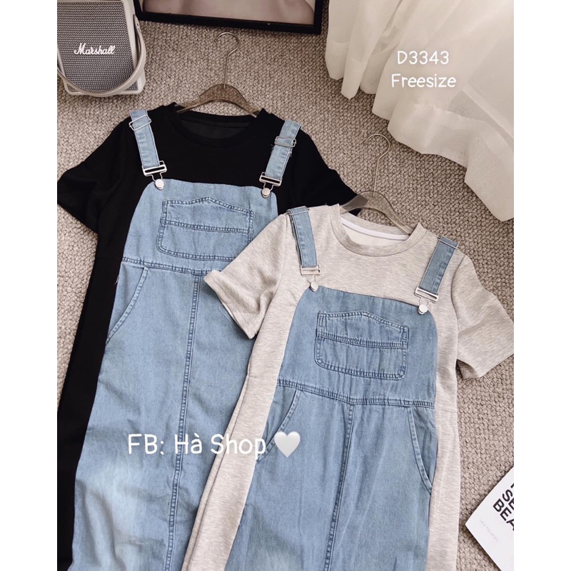 Đầm thun phối jeans