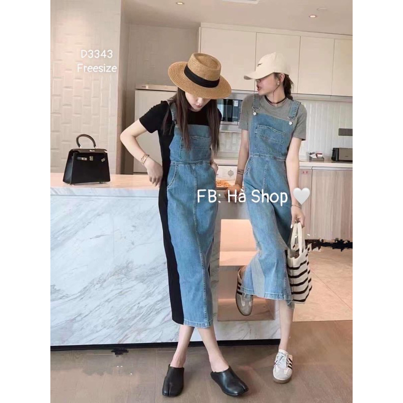 Đầm thun phối jeans